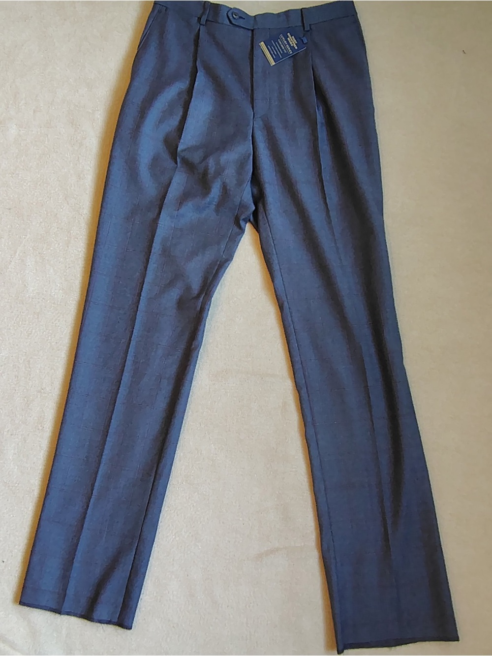 Hart Schaffer Marx Chicago Wool Trouser Pants Men 34R Checked Unfinished Hem NWT